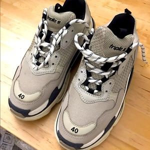 Grey and blue balenciaga sneakers
